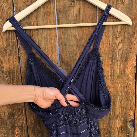 Free People Ode To Shimmer Dress in Sapphire - Picture 14 of 16